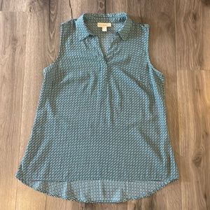 💜Dana Buchman, blue teal sleeveless casual vacation attire blouse size Medium